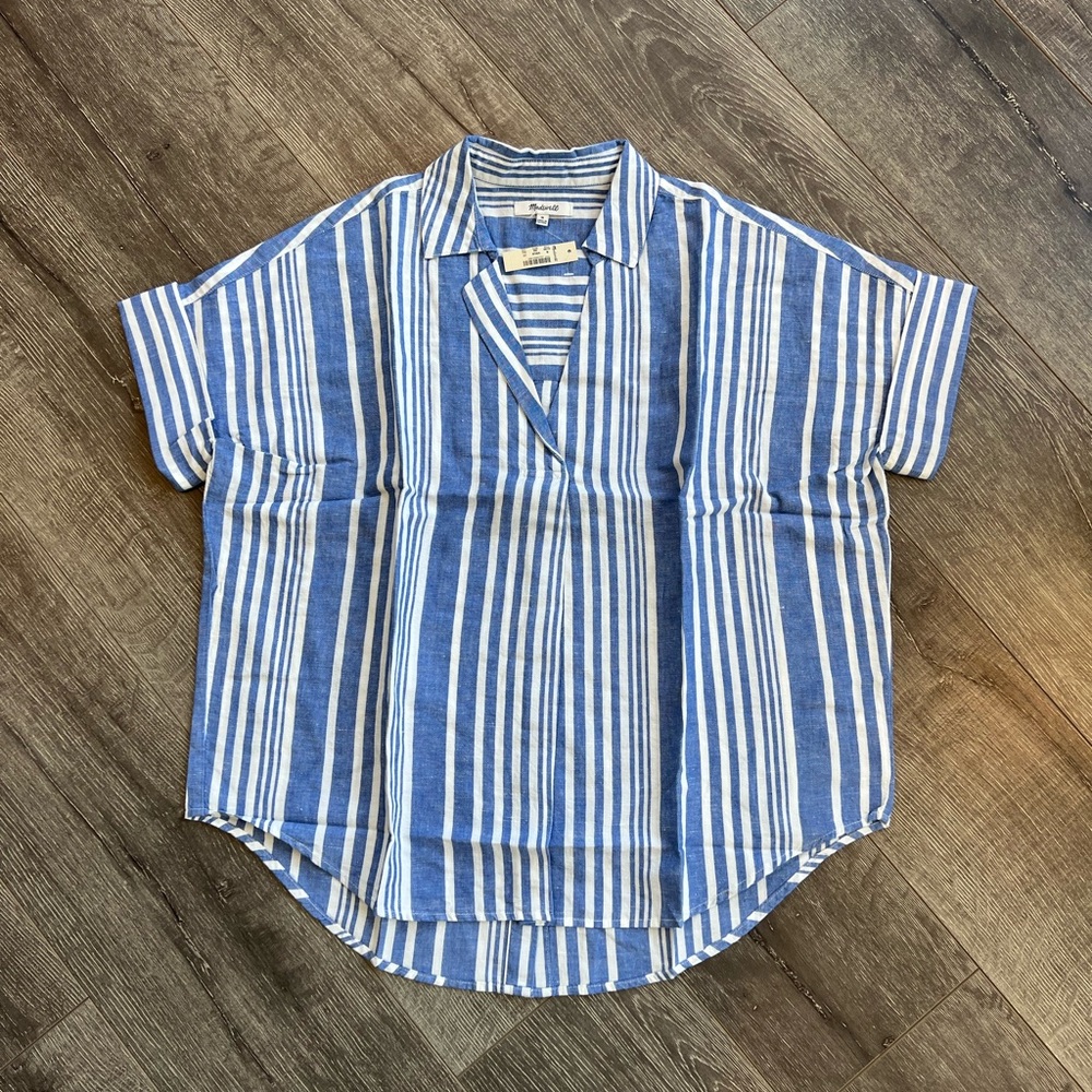 Madewell Striped Button Down Blouse size Medium